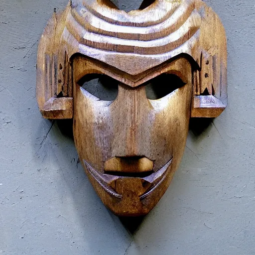 Image similar to symmetry!! ancient beautiful demon angle wooden mask