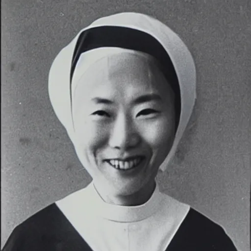 Image similar to photograph of a japanese nun smiling at the camera