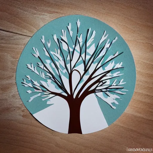 Image similar to handmade winter tree illustration flat minimal rustic in the style of ‘ laura horn ’