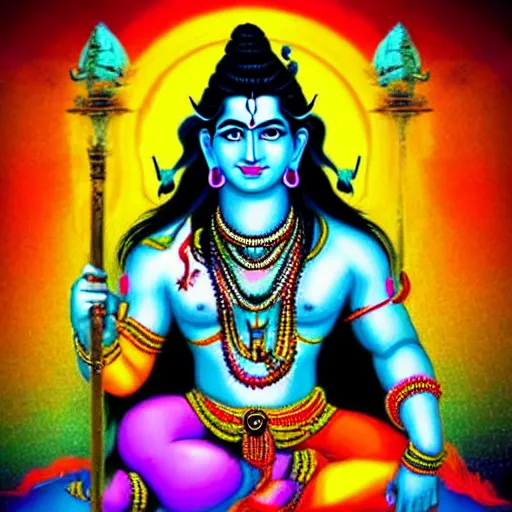 Image similar to lord Shiva in beast form colourful