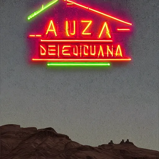 Image similar to a neon sign depicting the arizona desert, digital art, highly detailed, realistic, bright colors, 8 k