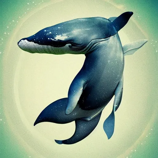 Image similar to photomanipulation of a whale that has tiny fairy wings, inspired by fairy tooth's wings, fully detailed