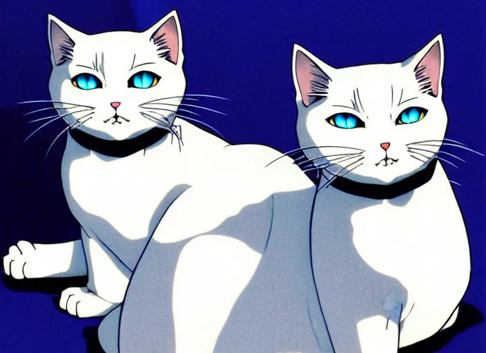 Prompt: anime visual of a white cat, with blue eyes!!!!, high quality detailed anime, cel shaded, digital art by last exile murata range blue submarine no 6, hd, ambient light