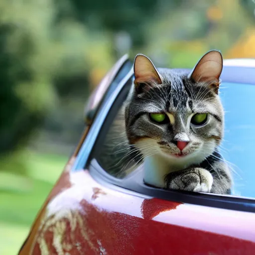 Image similar to cat driving a car