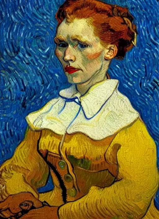 Image similar to lifelike oil painting portrait of belle by van gogh