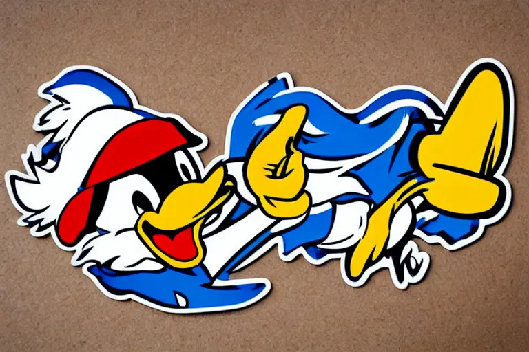 Prompt: awesome vector sticker of Donald duck as an angel