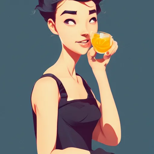 Image similar to funny drinker, smooth face, centered, solid bacgkround, median photoshop filter cutout vector behance, hd by artgerm, jesper ejsing, by rhads, makoto shinkai and lois van baarle, ilya kuvshinov, rossdraws, illustration, art by ilya kuvshinov and gustav klimt