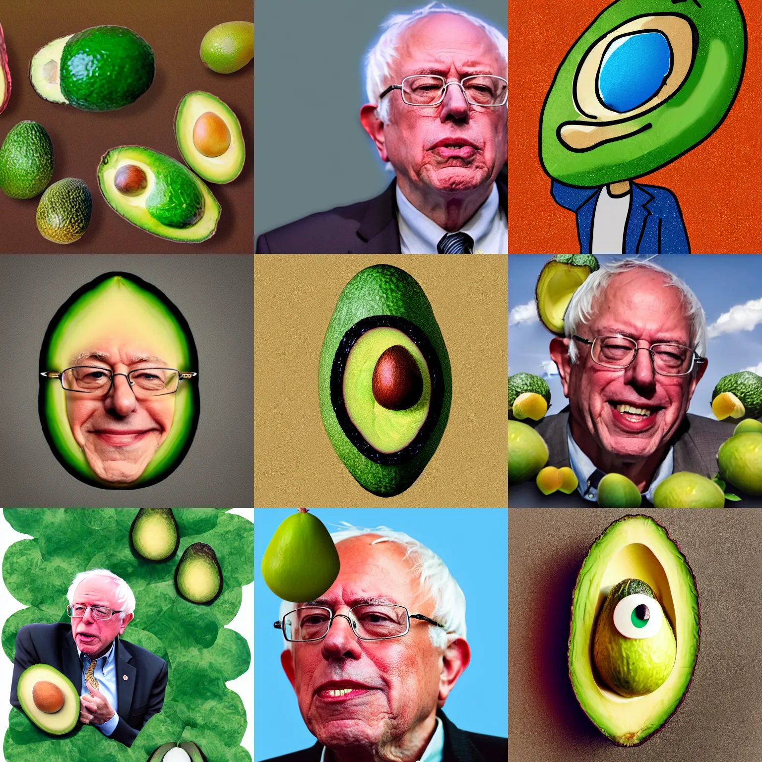 Prompt: photograpg of bernie sanders as an avocado, 8 k, colorful