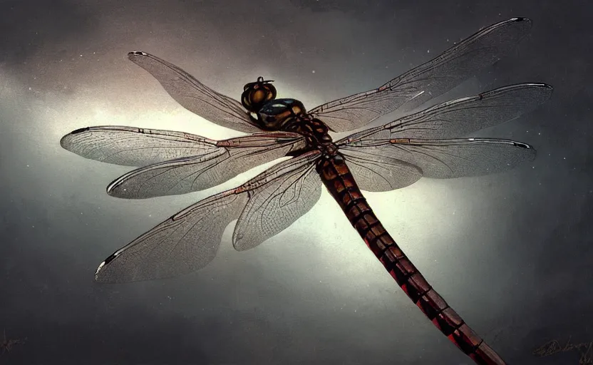 Prompt: A painting of a Dragonfly trending on artstation in the style of Greg Rutkowski