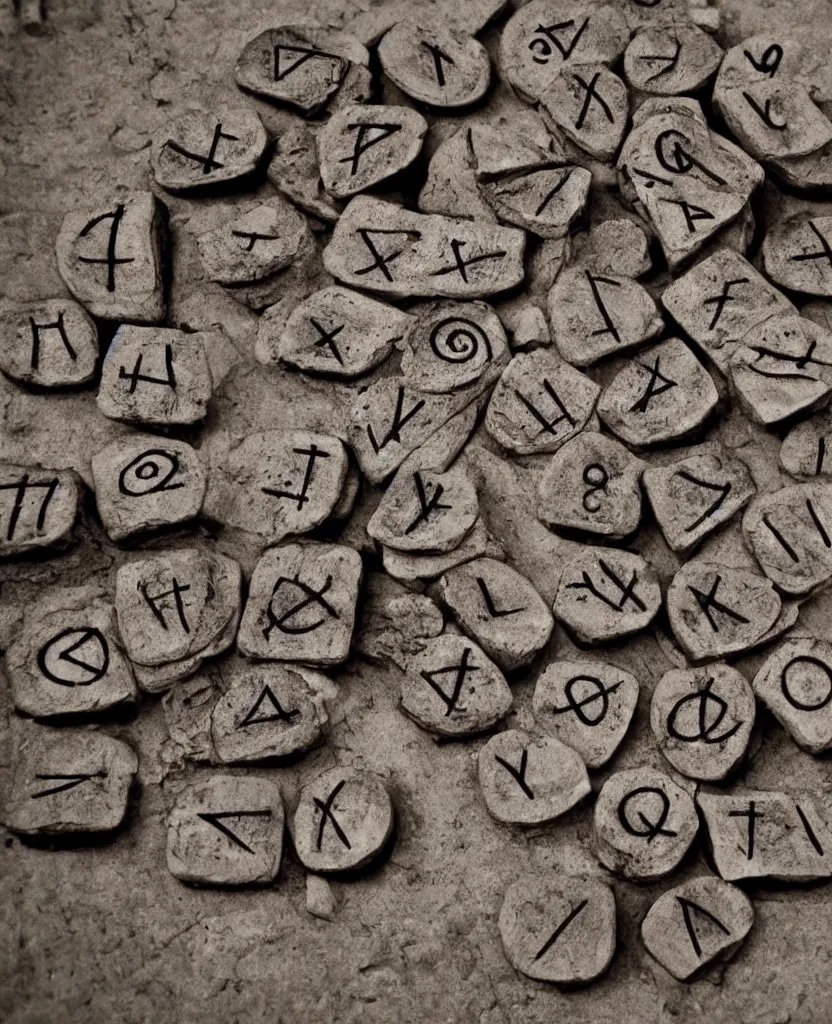 Image similar to a story written in runes