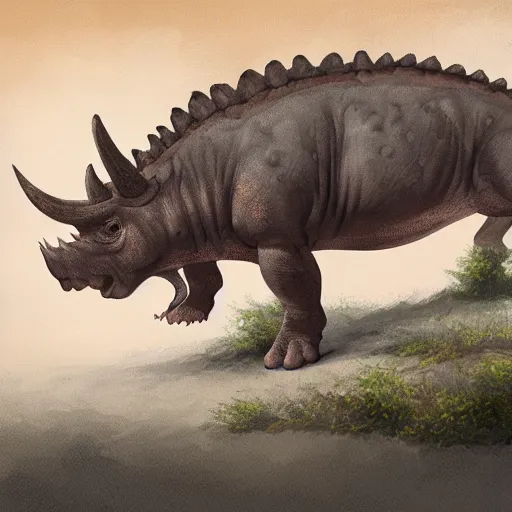 Prompt: a triceratops, paleoart