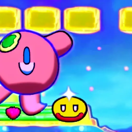 Prompt: kirby consuming his own body, kirby's dreamland gameplay