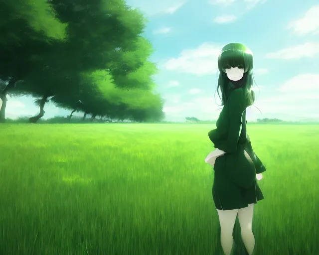 Image similar to a green field, official media, illustrated by wlop, extremely detailed, 8 k, trending on pixiv, cinematic lighting, beautiful