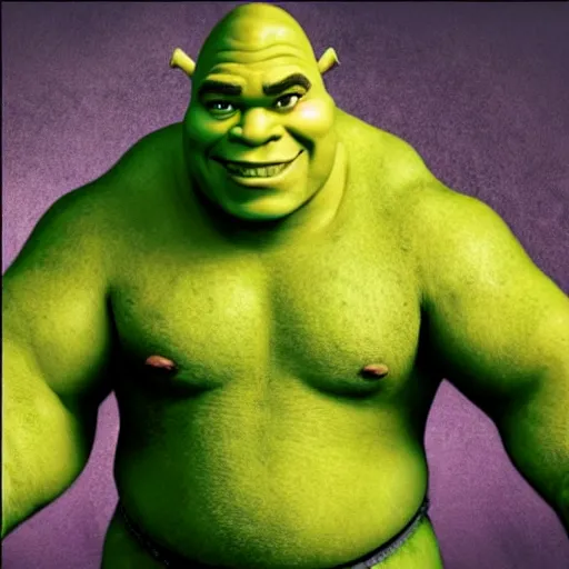 Image similar to shrek with the face of dwayne johnson, the rock