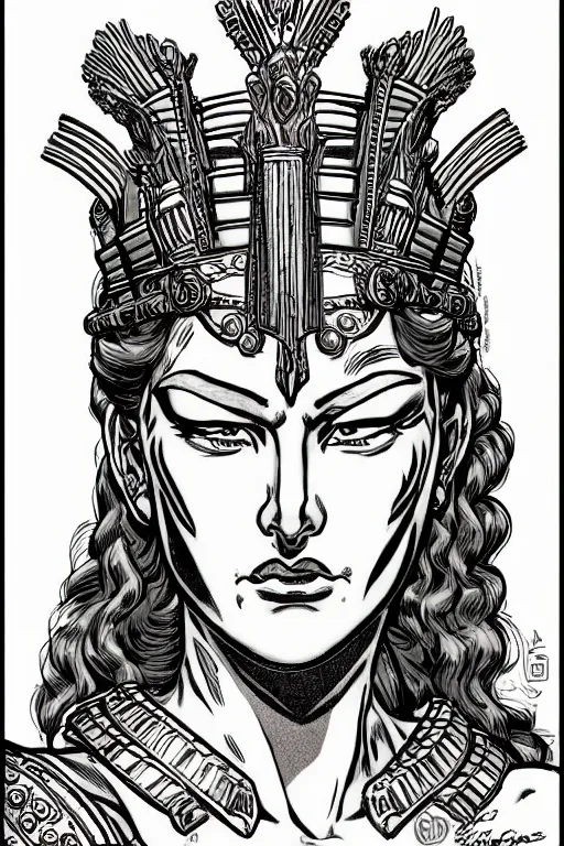 Prompt: The Godess Hera looking angry, detailed armor, portrait, highly detailed, comic, beautiful face, symmetric face, cinematic, art by Hergé