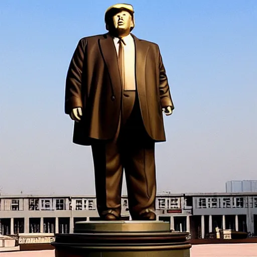 Prompt: statue of morbidly obese donald trump in north korea