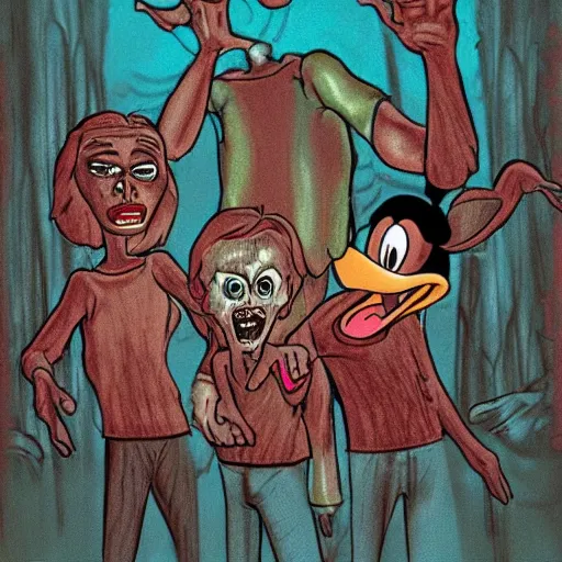 Image similar to real found footage horror disney scene, 2 d animation, 1 9 9 0 s disney, 1 9 8 0 s, creepypasta, handdrawn, trending on artstation, color