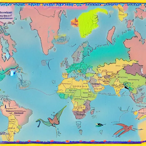 Prompt: a cartography of squishy monster continents