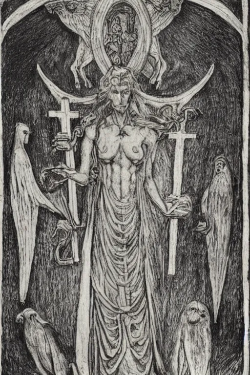 Image similar to realistic medieval etching, intrincate detail, clear cross hatching, detailed faces. by austin osman spare, occult art, alchemical diagram