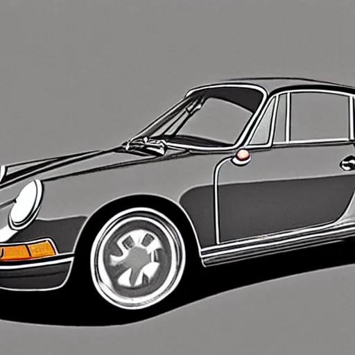 sketch of a porsche 9 1 1 9 6 4 carrera 2 | Stable Diffusion | OpenArt