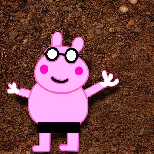 Prompt: Peppa Pig muddy puddles Shrek realistic photography photoillustration DSLR