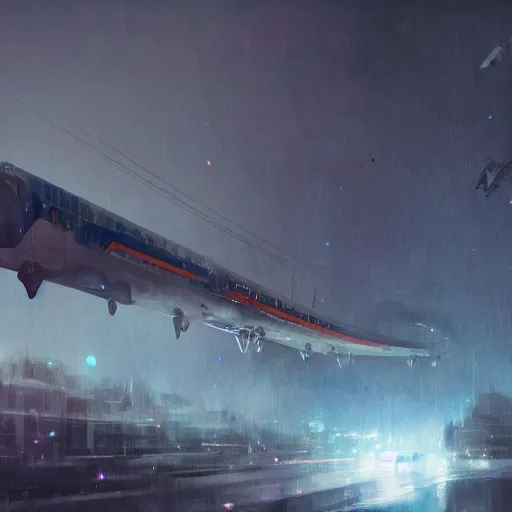 Image similar to flying trains, magical world, by greg rutkowski, sung choi, photo realistic, 8 k, cinematic lighting, hd, atmospheric, hyperdetailed, trending on artstation, devainart, digital painting, glow effect