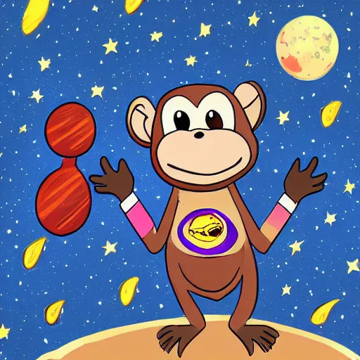 Prompt: A cartoon of a monkey in space