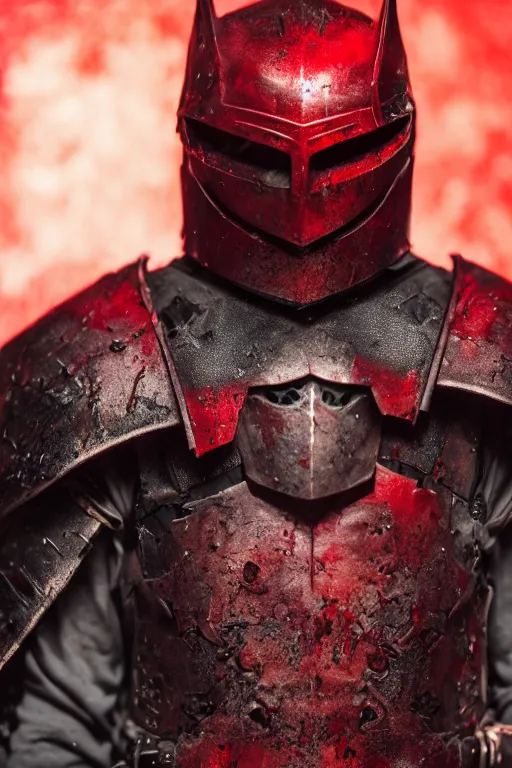 Image similar to the grim - knight wears the scarlet armor and blood crown, cinematic lighting, various refining methods, micro macro autofocus, ultra definition, award winning photo