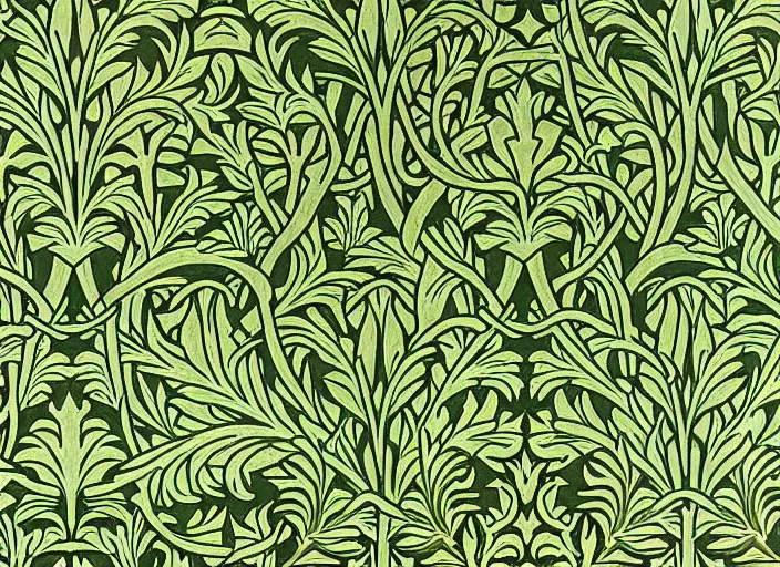 Image similar to william morris wallpaper, pepe the frog