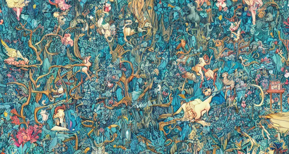 Prompt: Enchanted and magic forest, by James Jean