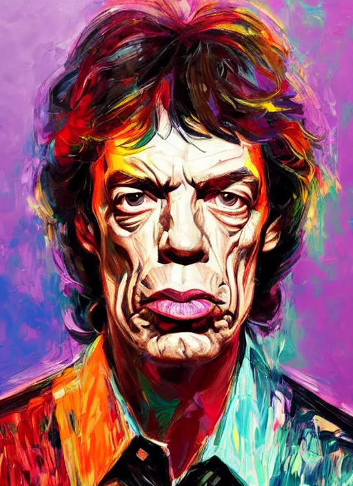 Image similar to portrait mick jagger, dark, intricate, highly detailed, smooth, artstation, digital illustration by francoise nielly