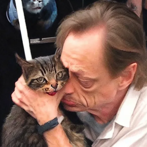 a tmz photo of steve buscemi eating a cat Stable Diffusion