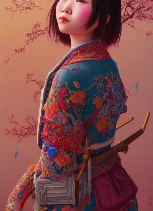 Image similar to pretty yunnan girl : : by martine johanna and simon stalenhag and chie yoshii and casey weldon and wlop : : ornate, dynamic, particulate, rich colors, intricate, elegant, highly detailed, centered, artstation, smooth, sharp focus, octane render, 8 k