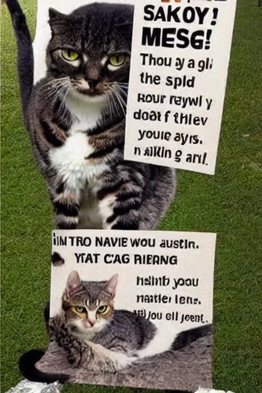 Image similar to 2 0 0 0 s meme, have you seen this cat? because it is awesome! poster, fake missing animal poster