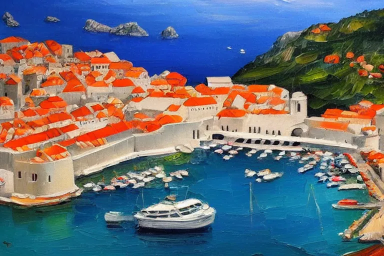 Prompt: dubrovnik,!!!! oil painting!!!!,!!!!!!!!!!!!!!!!!! oil in canvas!!!!!!!!!!!!!!!!!!, brushstrokes