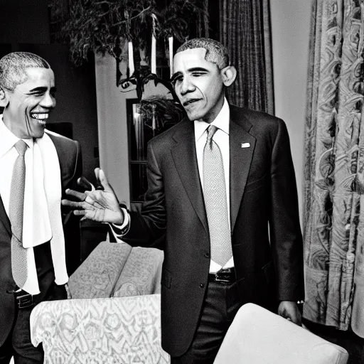Image similar to obama meets another obama, 3 5 mm, award winning photograph, news