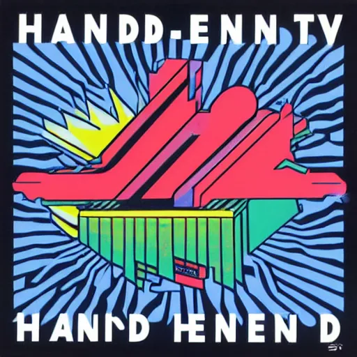 Image similar to album cover for a band named HAND ENTERTAINMENT SYSTEMS by peter saville and the designers republic and david carson, snes 16bit art