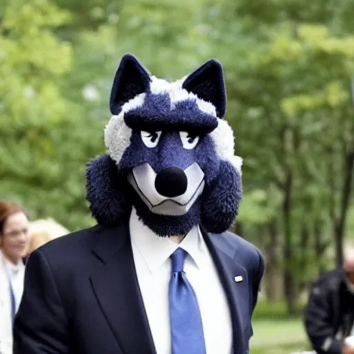 Image similar to Barack Obama in a wolf fursuit