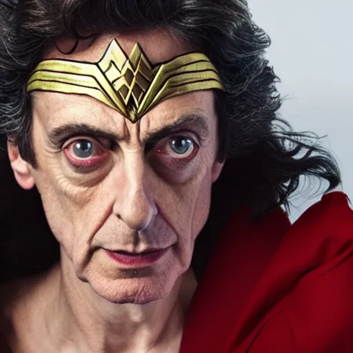 Image similar to high quality portrait of peter capaldi as wonder woman