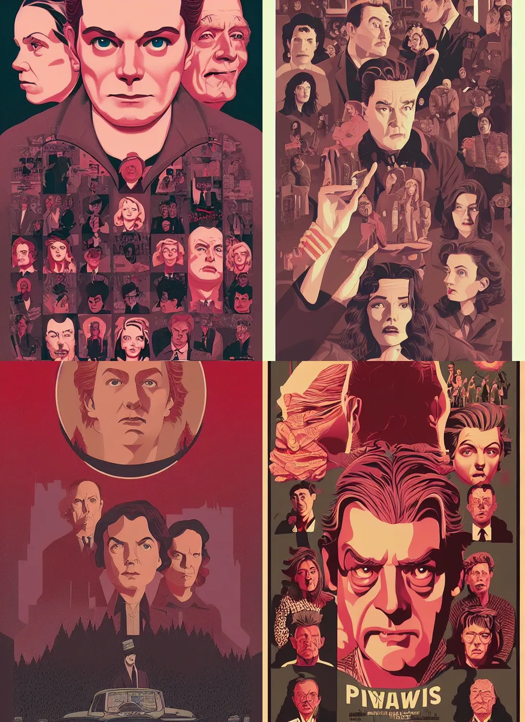 Prompt: Twin Peaks movie poster artwork by Tomer Hanuka and Michael Whelan