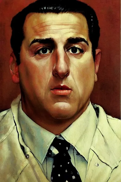 Image similar to paulie gaultieri from the sopranos painted by norman rockwell