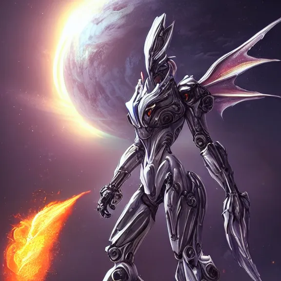 Image similar to giant stunning goddess shot, galactic sized beautiful hot anthropomorphic robot mecha female dragon, floating in space, larger than the planet, holding the earth in her arms, looming over earth, detailed sleek silver armor, epic proportions, epic scale, highly detailed digital art, sci fi, furry art, macro art, dragon art, goddess art, warframe fanart, destiny fanart, anthro, furry, giantess, macro, furaffinity, deviantart, 8k 3D realism