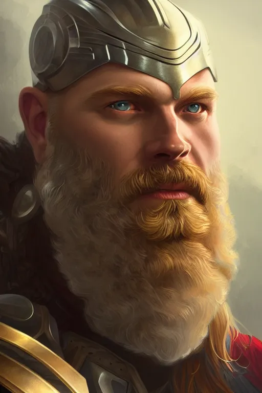 Image similar to symmetry!! portrait of thor in the style of god of war, machine parts embedded into face, intricate, elegant, highly detailed, digital painting, artstation, concept art, smooth, sharp focus, illustration, art by artgerm and greg rutkowski and alphonse mucha, 8 k