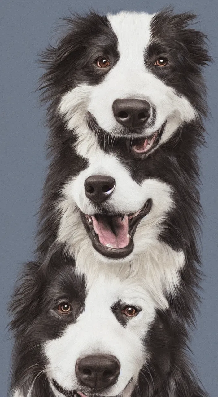 Prompt: portrait of a border collie, beautiful, highly detailed, artstation, illustration, concept art, digital painting