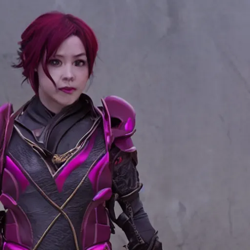 Image similar to a still of vi from arcane, live action