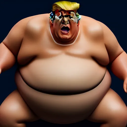 Image similar to Photo of Donal Trump as a Sumo Wrestler, realism, ray tracing, 8k