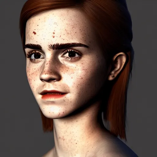 Prompt: textured film grain freckled face emma watson as a pixar character cgsociety octane render unreal engine redshift render trending on artstation trending on artstation render blender behance cg superhero