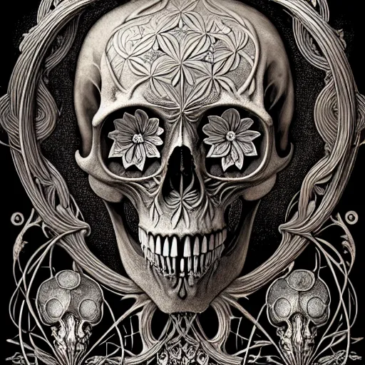 Image similar to art forms of nature by ernst haeckel, memento mori by arthur rackham, ornate antique porcelain beautiful skull mask, ultrasharp, photorealistic, hyperdetailed, octane render, polished, art nouveau, neo - gothic, gothic, intricate ornamental organic filigree, art nouveau botanicals, art forms of nature by ernst haeckel, horizontal symmetry, symbolist, visionary