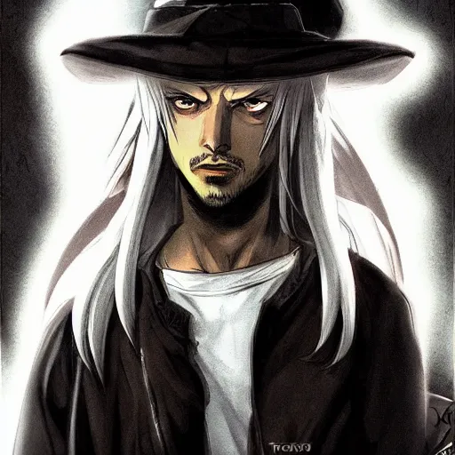 Image similar to portrait of jesse pinkman cosplaying alucard anime fantasy illustration by tomoyuki yamasaki, kyoto studio, madhouse, ufotable, trending on artstation