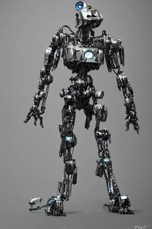 Image similar to full body cyborg female concept, hydrologic pistons, humanoid form, robot servo, metalized mecha muscle, monkey limbs, digital art, in the style of ben lol, brian sum, ramil sunga, herbert lowis, furio tedesschi, christopher cao, artstation, pinterest, deviantart, photoshop, octane render, unreal engine